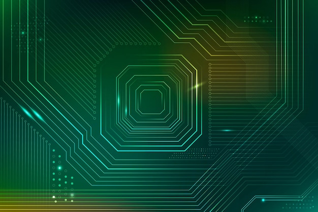 Transformation numérique de données vectorielles de fond de micropuce futuriste vert