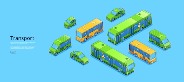Vecteur gratuit transport de bannière web isométrique de transport