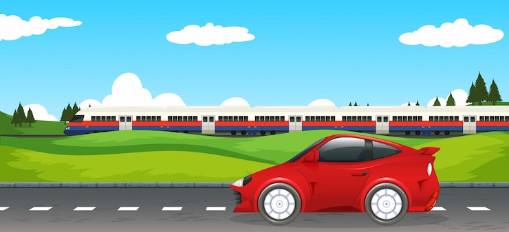 Vecteur gratuit transport en paysage rural