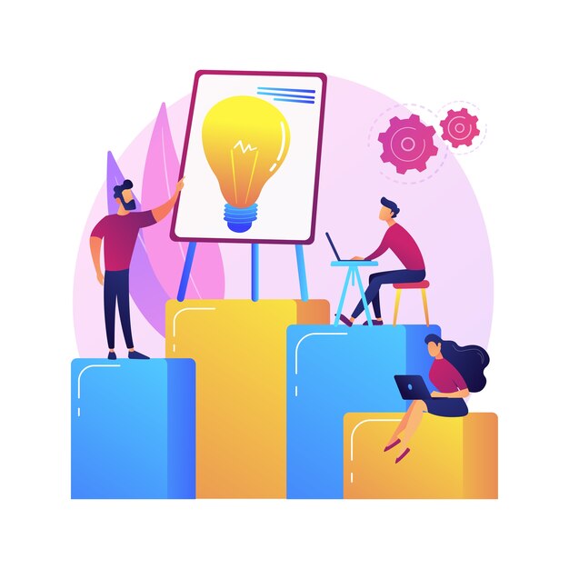 Travail d'équipe de l'entreprise, génération d'idées. Discussion, réunion, conférence. Remue-méninges des personnages des travailleurs d'entreprise, planification de la stratégie d'entreprise.