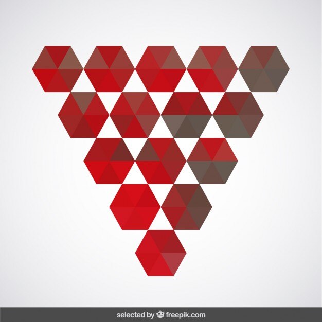 Vecteur gratuit triangle en hexagones rouges