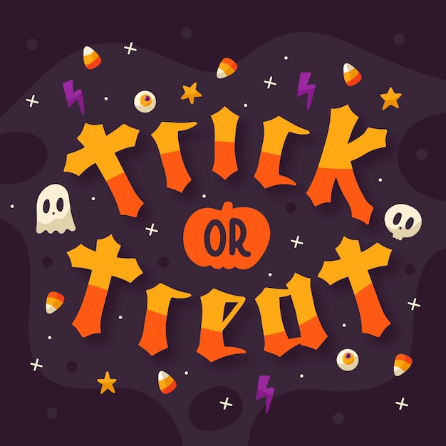 Vecteur gratuit trick or treat - concept de lettrage