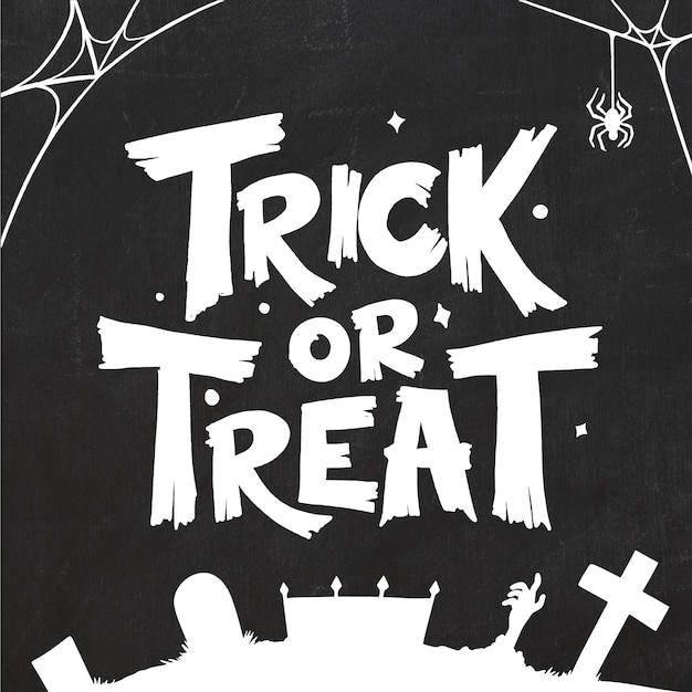 Trick or Treat en lettrage d'halloween noir et blanc