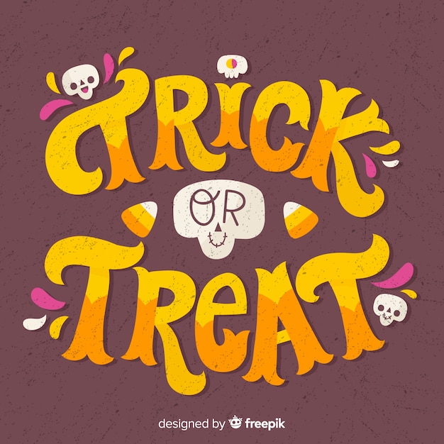 Trick or Treat lettrage avec de petits crânes