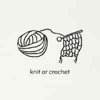 Vecteur gratuit tricoter ou crocheter pendant le vecteur de style doodle de quarantaine