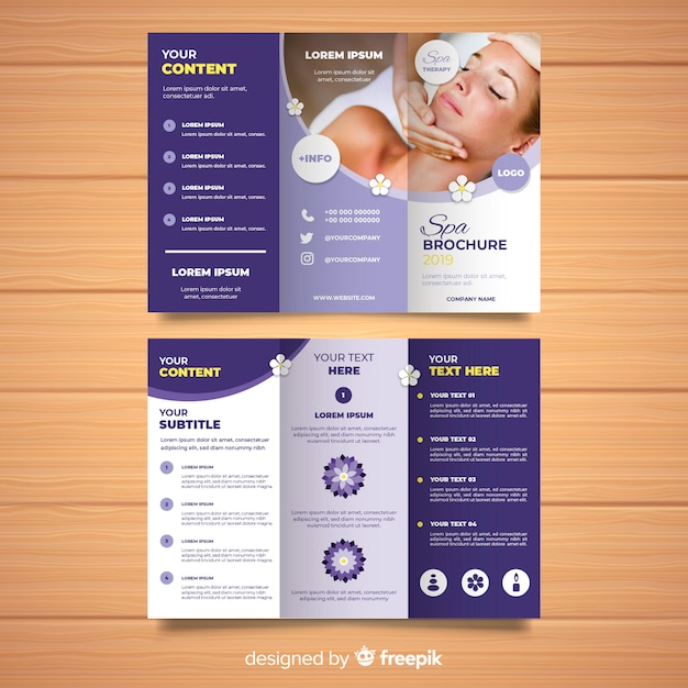 Vecteur gratuit trifold spa flyer template