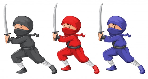 Vecteur gratuit trois ninjas