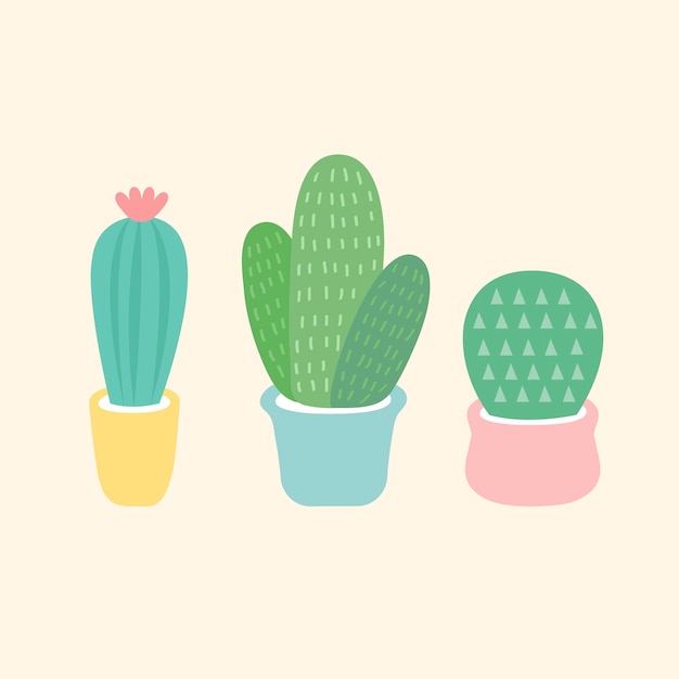 Trois Petits Vecteurs De Cactus