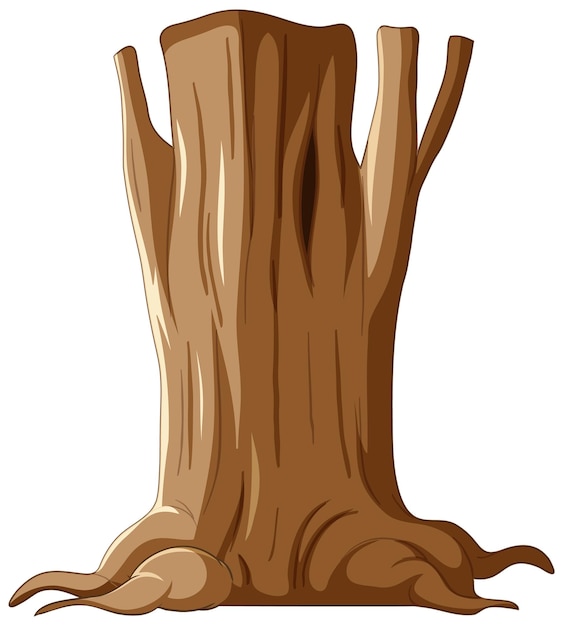 Tronc d'arbre isolé et racines