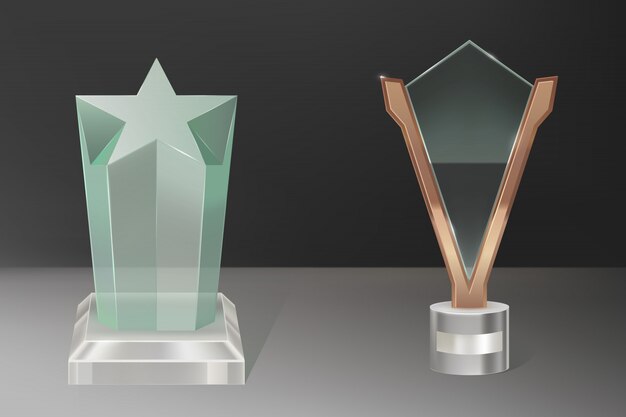 Trophées en verre réaliste de vecteur