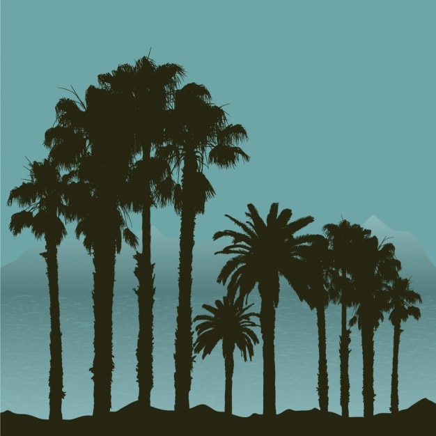 Vecteur gratuit tropical paysage silhouette