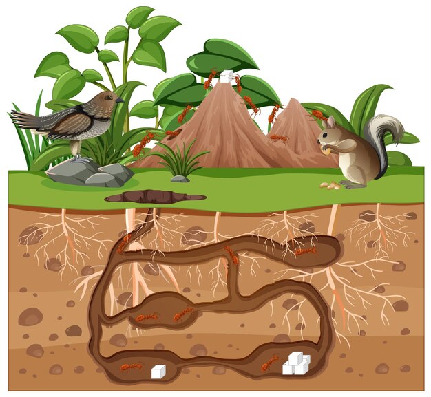 Trou d'animal souterrain en style cartoon