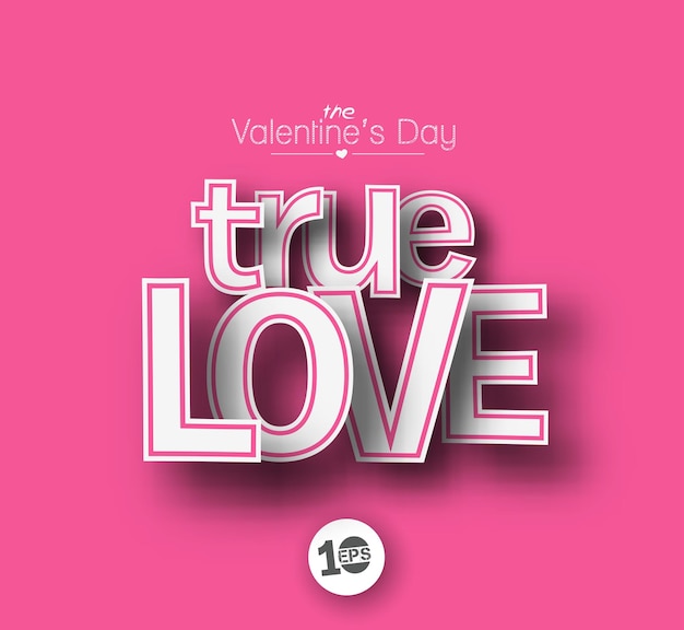 Truve Love Paper Cut Valentine's Day Background, Illustration vectorielle.