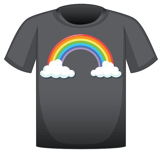 Vecteur gratuit un tshirt noir avec motif arc-en-ciel sur fond blanc