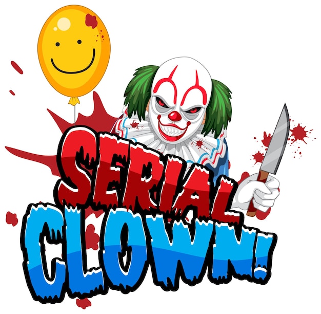 Vecteur gratuit tueur en série avec un personnage de clown effrayant