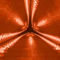 Vecteur gratuit tunnel triangulaire infini de vecteur de cercles colorés sur fond rouge foncé. les sphères forment des secteurs de tunnel. abstrait cyber fond coloré pour vos créations. papier peint géométrique moderne et élégant.