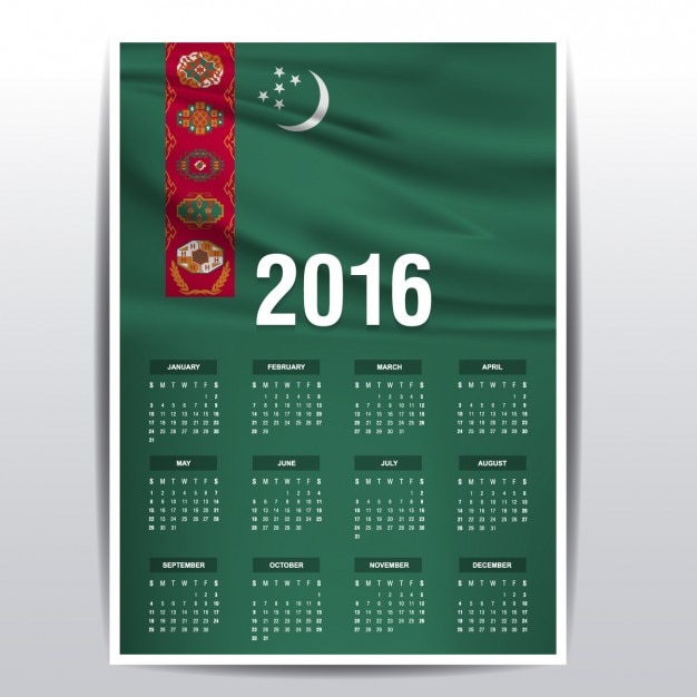 Vecteur gratuit turkménistan calendrier 2016