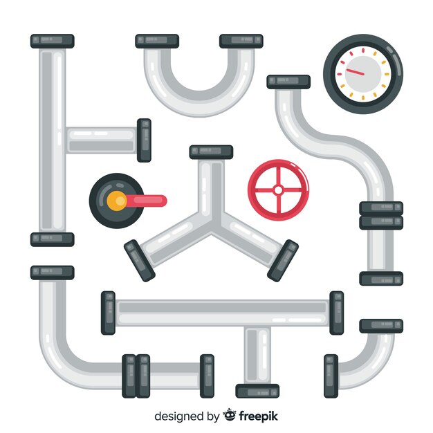 Tuyaux métalliques avec jauge définie dans un design plat