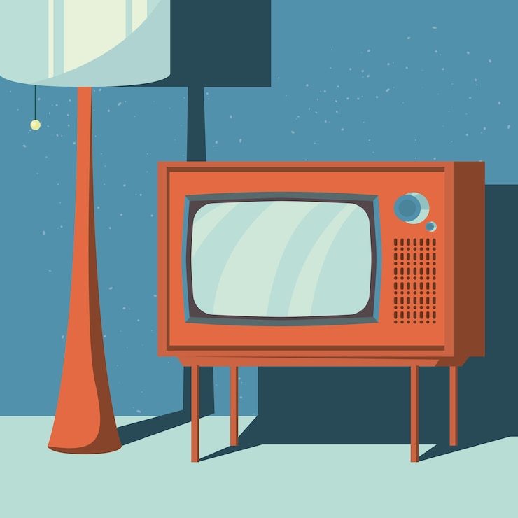 Vecteur gratuit tv et lampe rétro