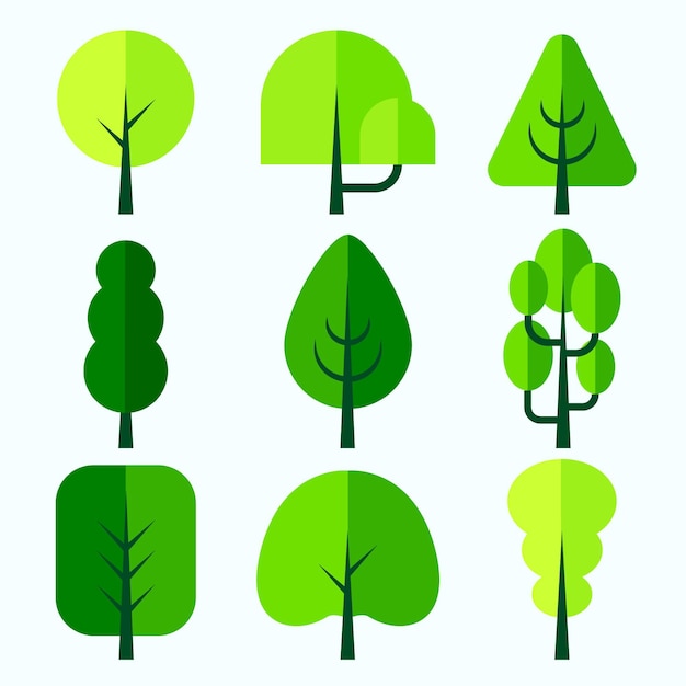 Vecteur gratuit type d'arbres design plat