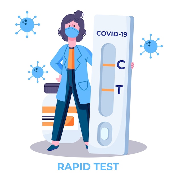Vecteur gratuit type de test de coronavirus avec un médecin