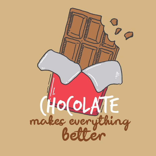 Typographie Main Lettrage Chocolat Fait Tout Mieux Citation Vecteur Premium