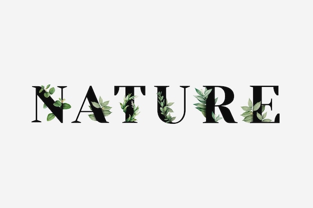 Typographie de mot de vecteur NATURE botanique