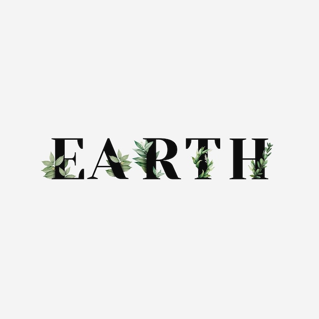 Vecteur gratuit typographie noire du texte earth botanique