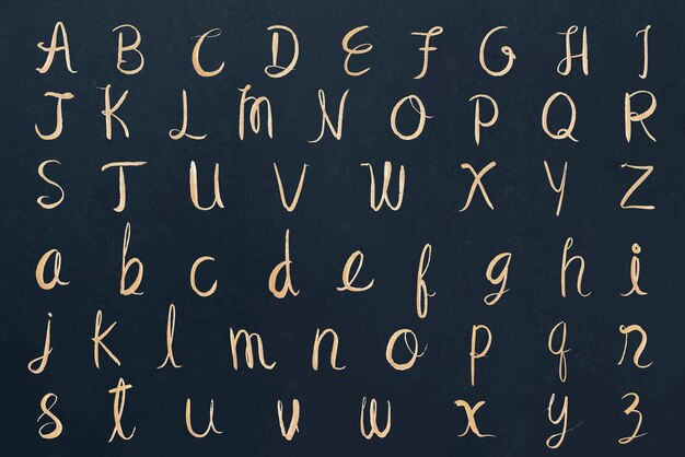 Typographie de police vectorielle alphabet calligraphie cursive