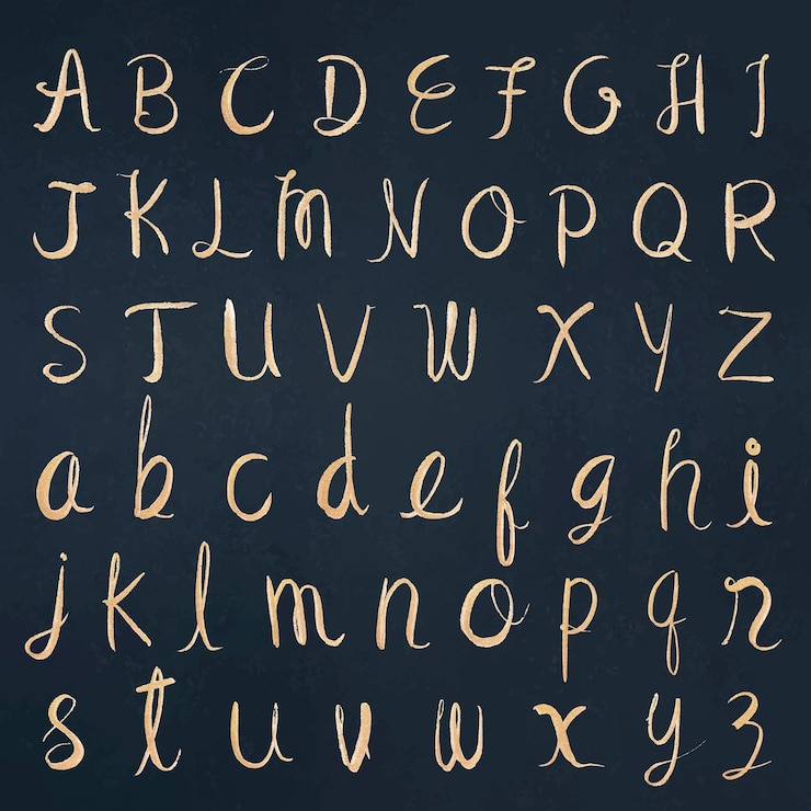 Vecteur gratuit typographie de police vectorielle alphabet calligraphie cursive