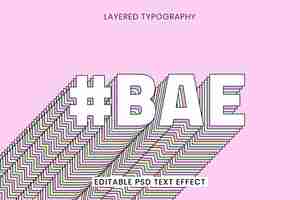 Vecteur gratuit typographie rétro multicouche bae