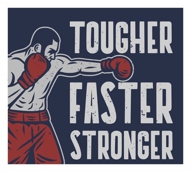 Typographie De Slogan De Citation De Boxe Go Fight Win Avec Boxer Vecteur Premium