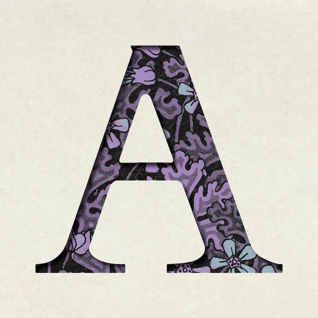 Vecteur gratuit typographie vintage violet lettre a