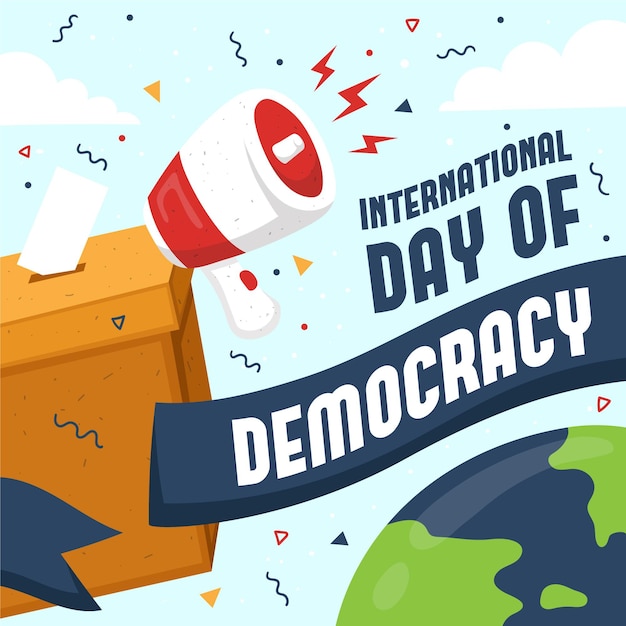 Urne Et Mégaphone De La Journée Internationale De La Démocratie