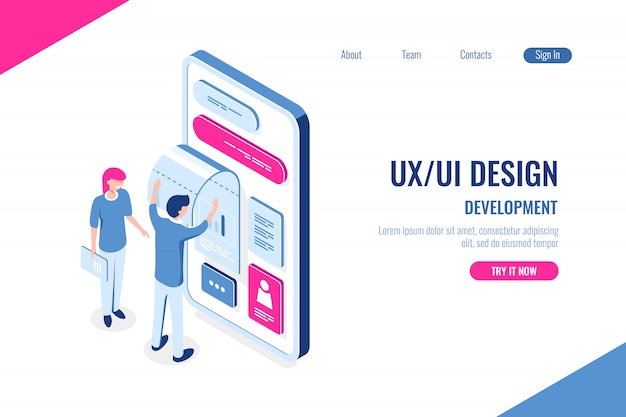 Vecteur gratuit ux / ui design, développement