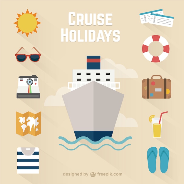 Vecteur gratuit vacances cruise icônes