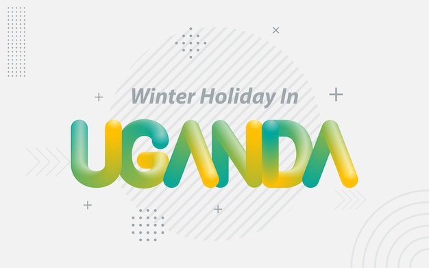 Vacances D'hiver En Ouganda Typographie Créative Avec Effet De Mélange 3d Illustration Vectorielle