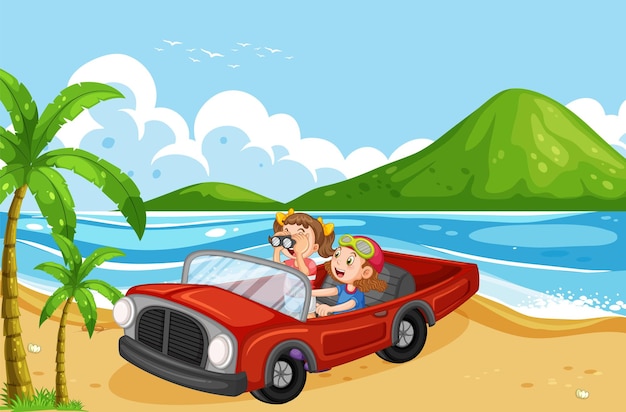 Vecteur gratuit vacances en voiture à la plage