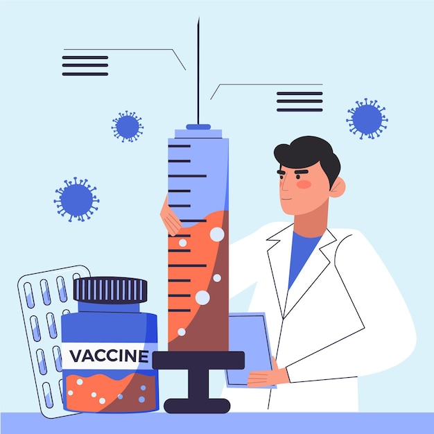 Vaccin Dans Un Grand Concept De Développement De Seringues