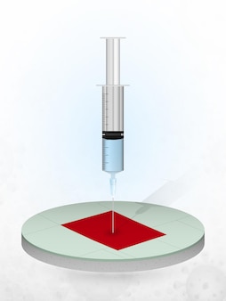 Vaccination du colorado, injection d'une seringue dans une carte du colorado.