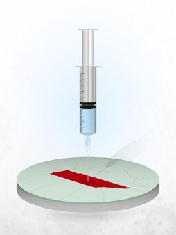 Vaccination du tennessee, injection d'une seringue dans une carte du tennessee.