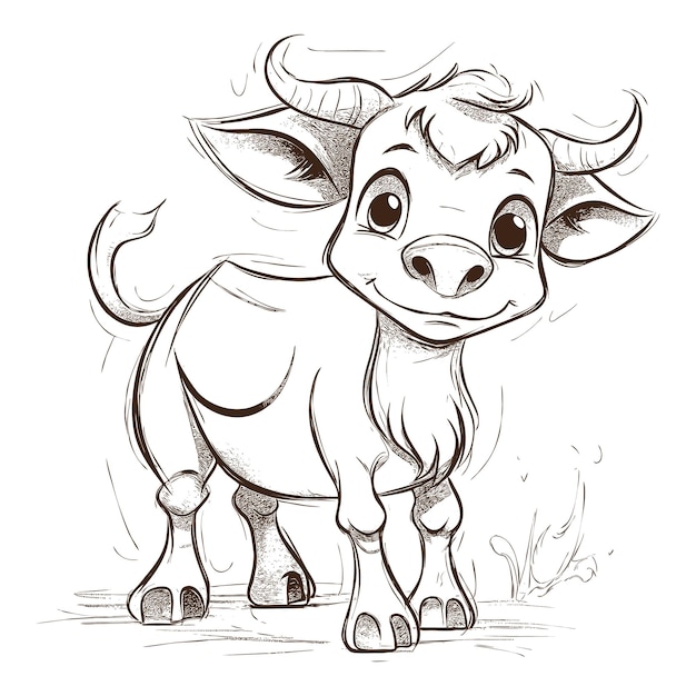 Vecteur gratuit vache dessinée à la main contour vectoriel