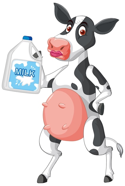Vecteur gratuit vache laitière debout sur le personnage de dessin animé de deux jambes