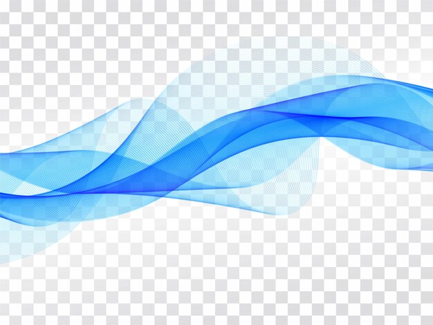 Vague bleue élégante qui coule vecteur de fond transparent