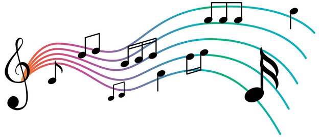 Vague de symboles musicaux sur fond blanc