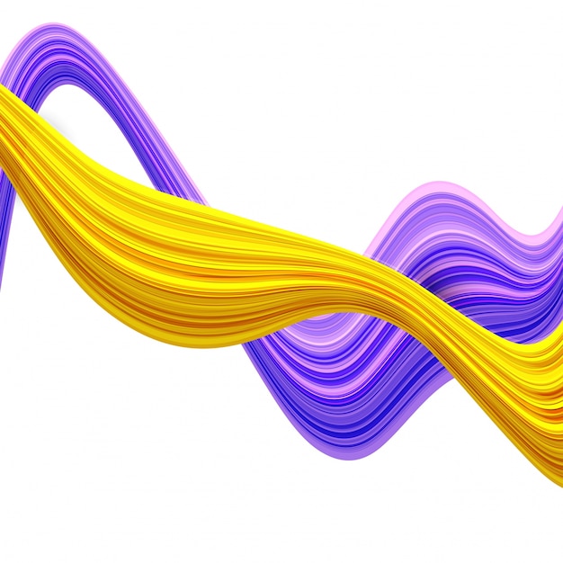 Vagues abstraites 3D en couleurs violet et jaune.