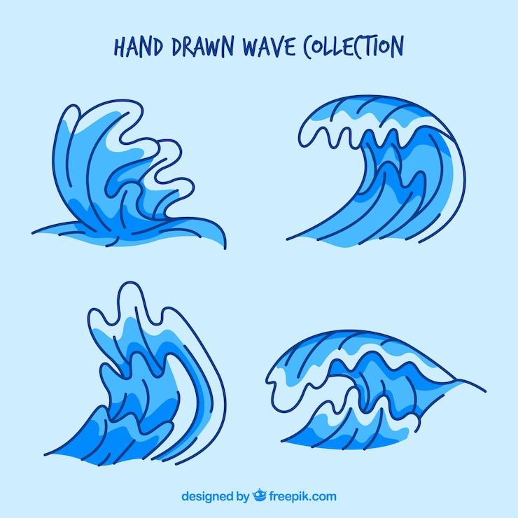 Vecteur gratuit des vagues dessinées à la main avec de superbes dessins
