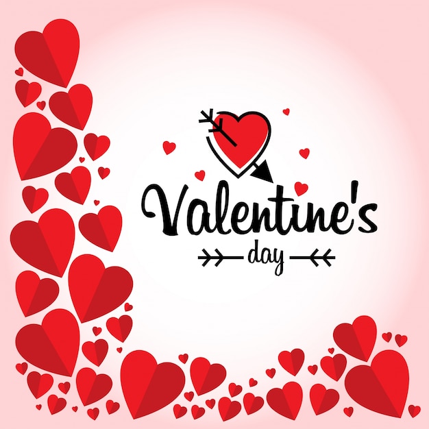 Vecteur gratuit valentin avec cadre de coeurs rouges