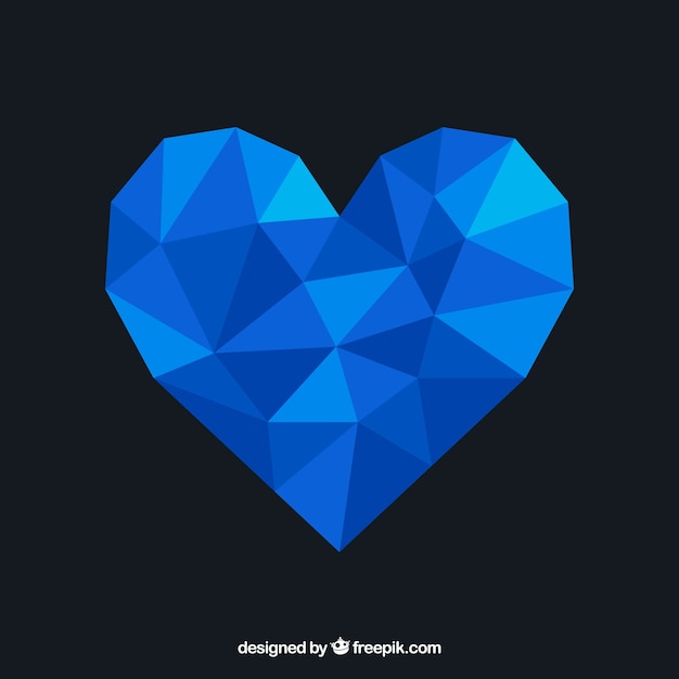 Valentin Fond Avec Coeur Polygonal Bleu