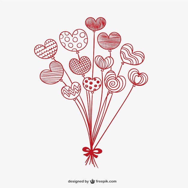 Vecteur gratuit valentine ballon coeurs